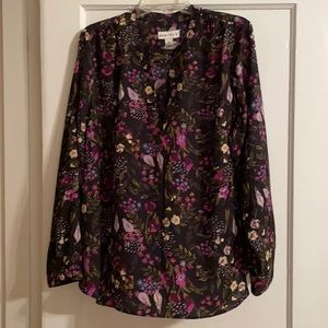 Long Sleeve Vneck Floral Blouse